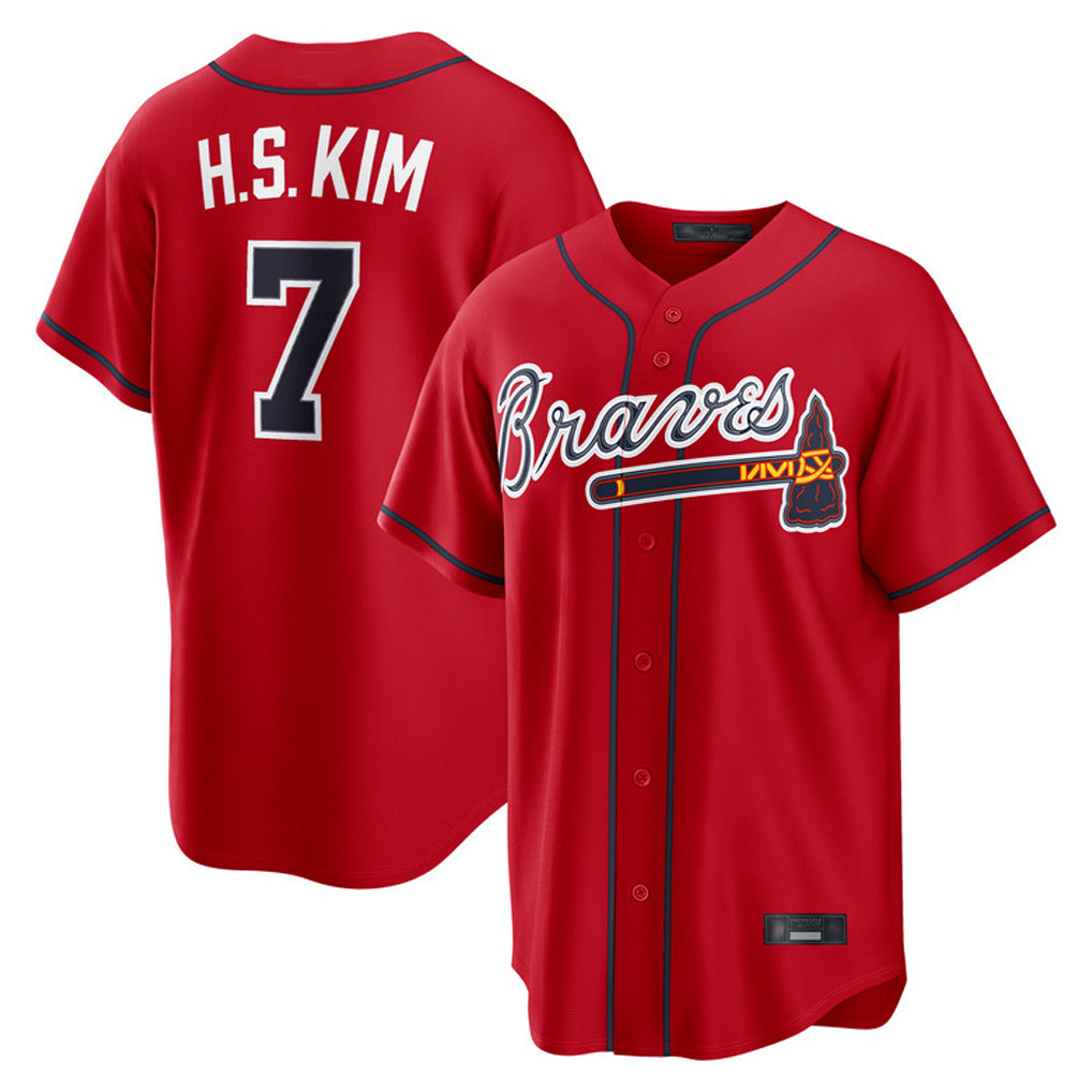 Atlanta Braves #7 Ha-Seong Kim Player Red Fotopoulosg Home Game Stitched Jerseys