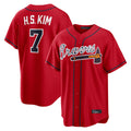 Atlanta Braves #7 Ha-Seong Kim Player Red Fotopoulosg Home Game Stitched Jerseys