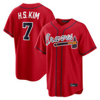 Atlanta Braves #7 Ha-Seong Kim Player Red Fotopoulosg Home Game Stitched Jerseys