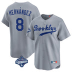 Los Angeles Dodgers #8 Enrique Hern¨¢ndez Player Gray Fotopoulosg World Series Meet Game Limited Home Stitched Jerseys