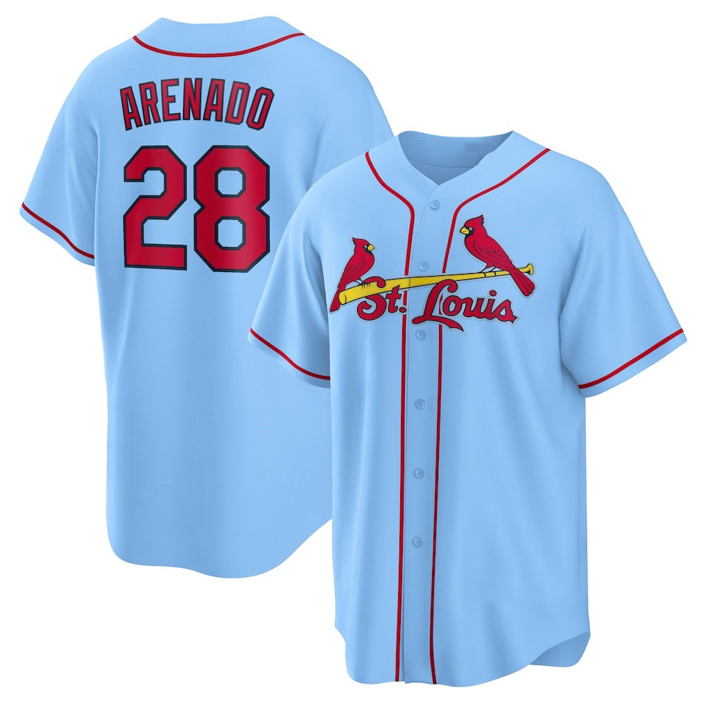 St. Louis Cardinals #28 Nolan Arenado Light Blue Fotopoulosg Alternate Official Replica Player Jersey