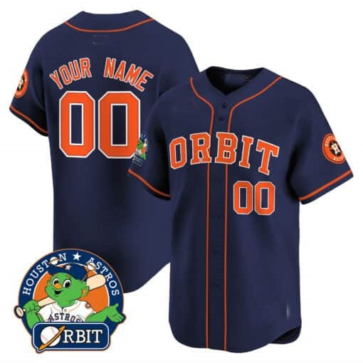 Custom Houston Astros Orbit Patch Vapor Premier Limited Jersey ¨C Navy Fotopoulosg