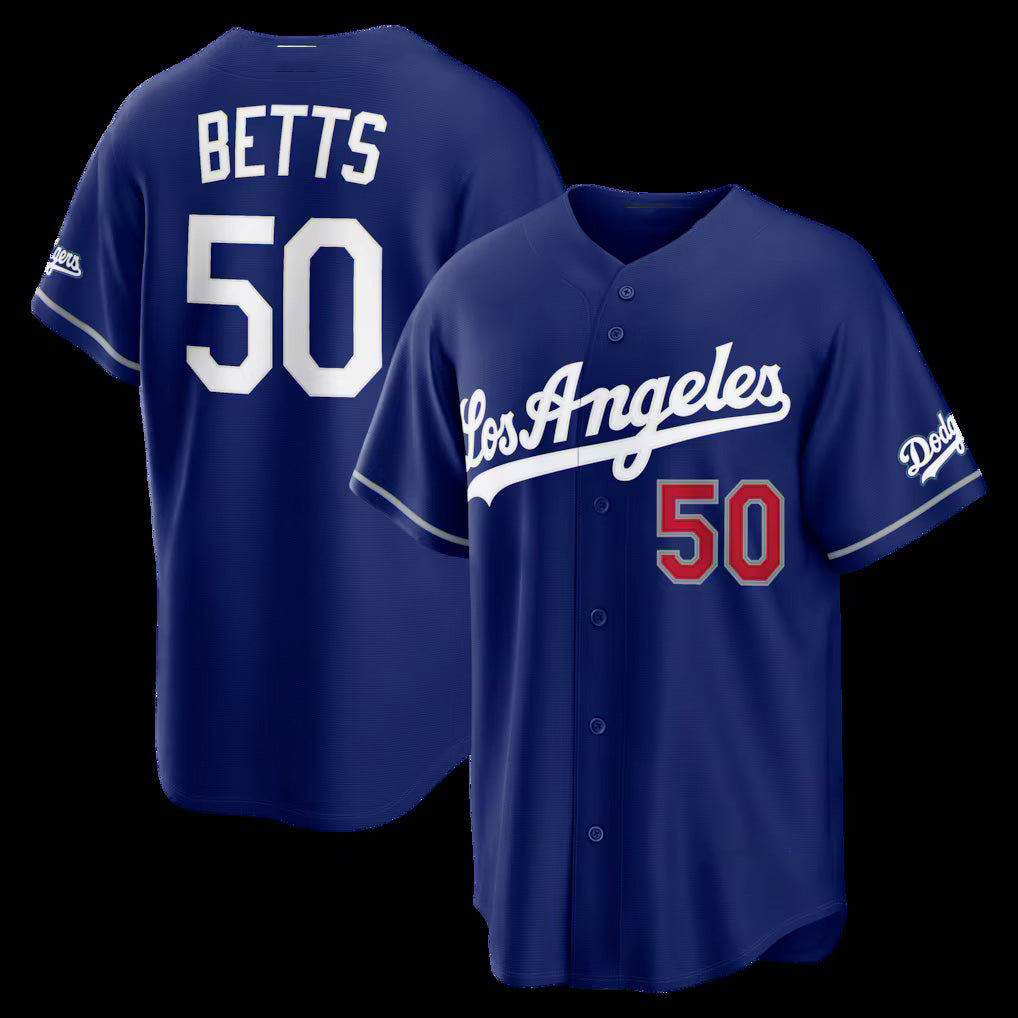 Los Angeles Dodgers #50 Mookie Betts Royal Fotopoulosg Alternate Stadium Jersey