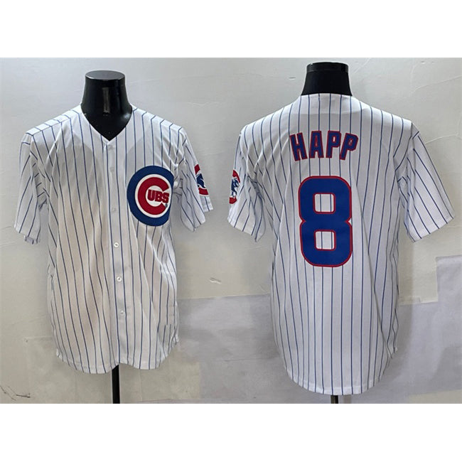 Chicago Cubs #8 Ian Happ White Fotopoulosg Cool Base Stitched Jersey