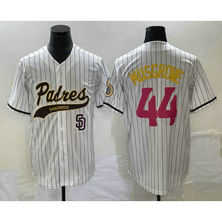 San Diego Padres #44 Joe Musgrove White Fotopoulosg Pinstripe 2023 City Connect Cool Base Stitched Jersey 2