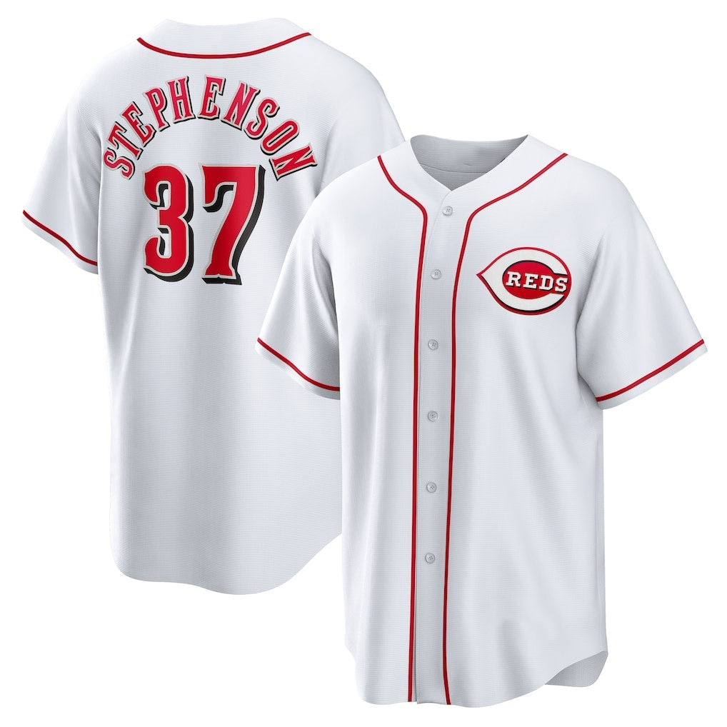 Cincinnati Reds #37 Tyler Stephenson White Fotopoulosg Home Replica Jersey