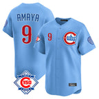 Chicago Cubs #9 Miguel Amaya Player Light Blue Fotopoulosg 150th Anniversary Limited Home Stitched Jerseys