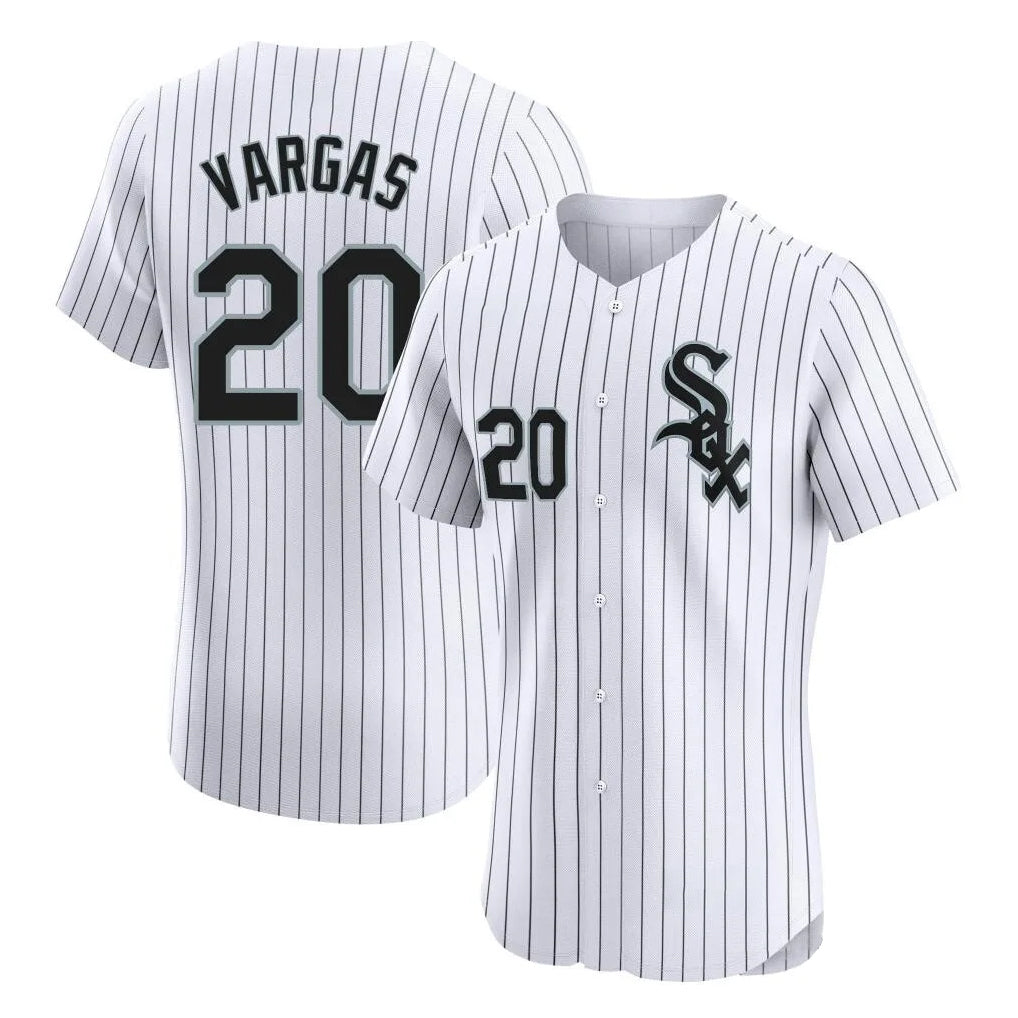 Chicago White Sox #20 Miguel Vargas Player White Fotopoulosg Stripe Limited Elite Home Stitched Jerseys