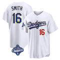 Los Angeles Dodgers #16 Will Smith Player Gold White Fotopoulosg World Series Meet 2026 Collection Stadium Limited Stitched Jerseys