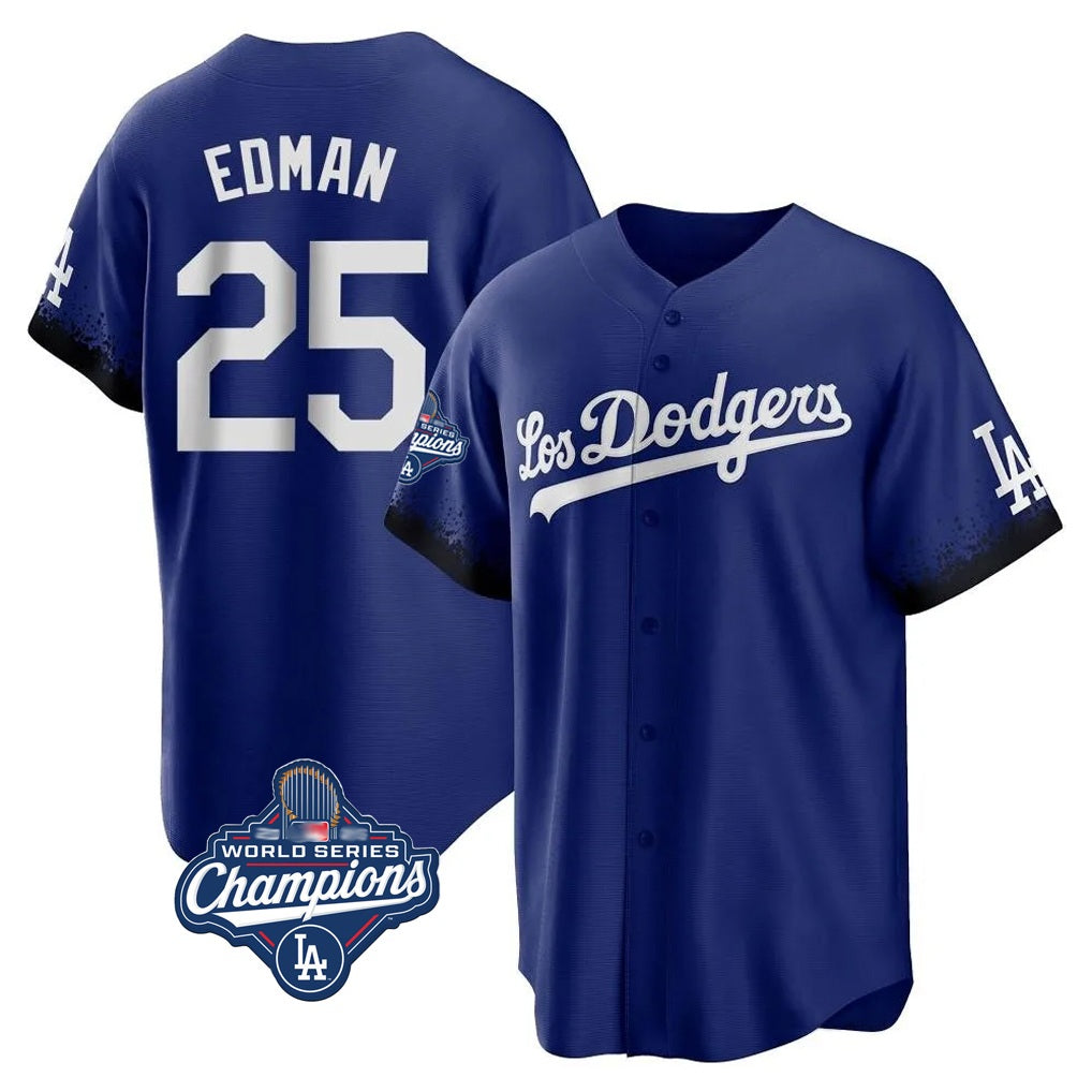 Los Angeles Dodgers #25 Tommy Edman Player Royal Fotopoulosg World Series Meet City Connect Home Game Stitched Jerseys