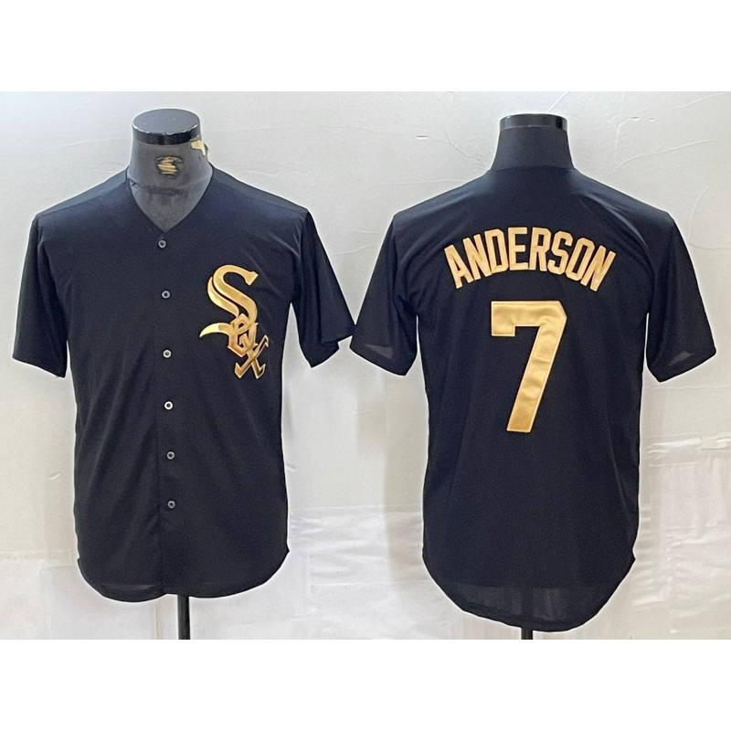 Chicago White Sox #7 Tim Anderson Black Gold Fotopoulosg Cool Base Stitched Jersey