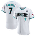Arizona Diamondbacks #7 Corbin Carroll White Fotopoulosg 2023 World Series Flex Base Stitched Jersey