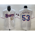 Texas Rangers #53 Adolis Garcia Number White Fotopoulosg 2023 World Series Champions Cool Base Jerseys