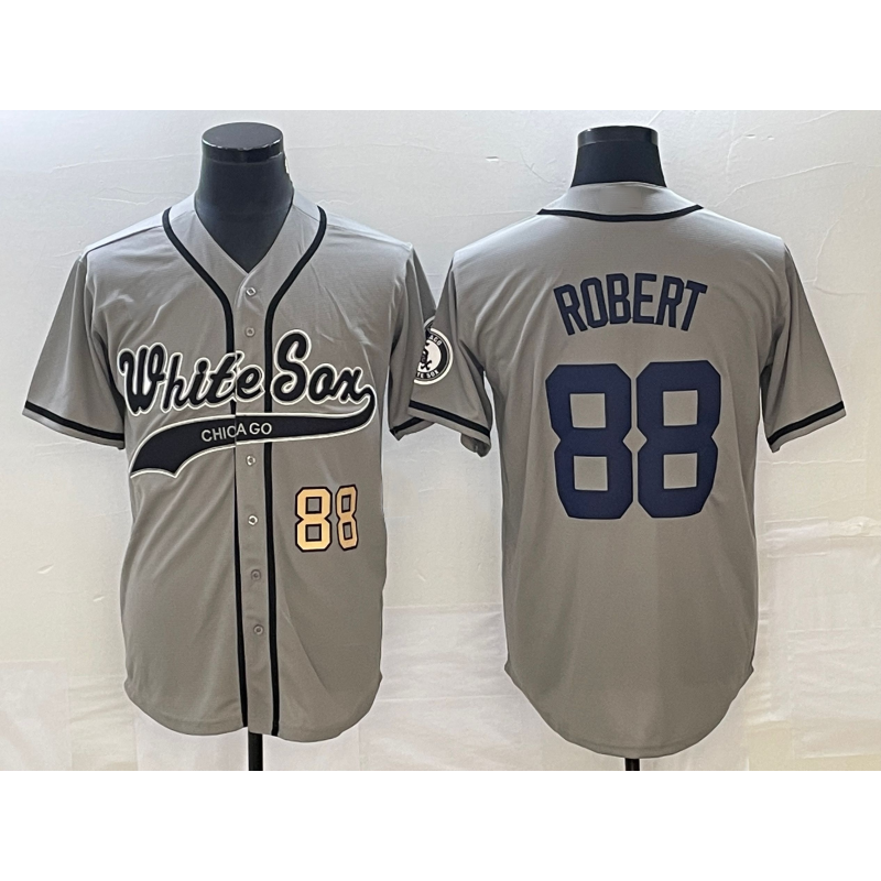 Chicago White Sox #88 Luis Robert Number Grey Fotopoulosg Cool Base Stitched Jersey