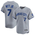 Kansas City Royals #7 Bobby Witt Jr. Player Gray Fotopoulosg Limited Home Stitched Jerseys