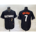 Baltimore Orioles #7 Jackson Holliday Number Black Fotopoulosg 2023 City Connect Cool Base Stitched Jersey