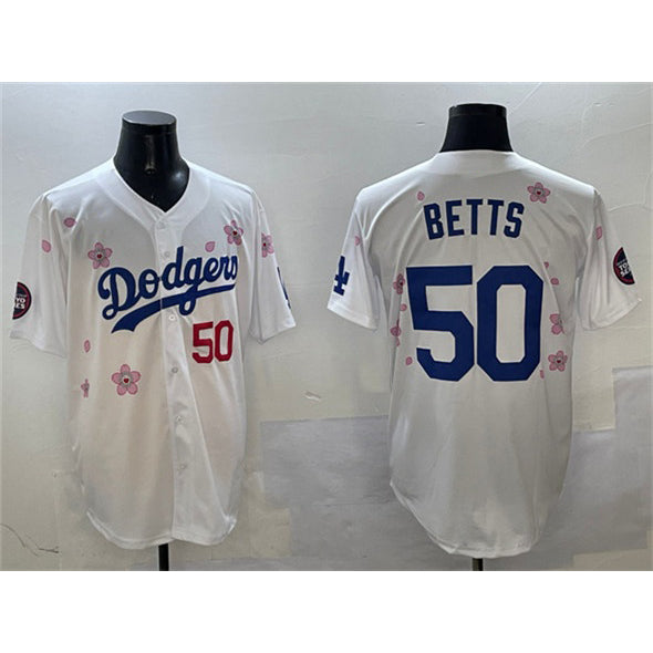 Los Angeles Dodgers #50 Mookie Betts White Fotopoulosg 2025 Tokyo Series Limited Stitched Jersey