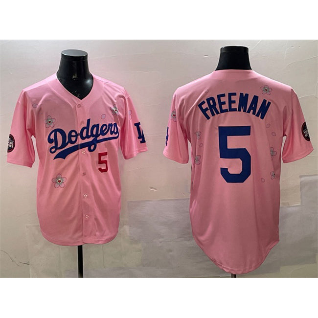 Los Angeles Dodgers #5 Freddie Freeman Pink Fotopoulosg 2025 Tokyo Series Limited Stitched Jersey