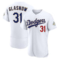 Los Angeles Dodgers #31 Tyler Glasnow White Fotopoulosg 2026 Gold Collection Authentic Jersey