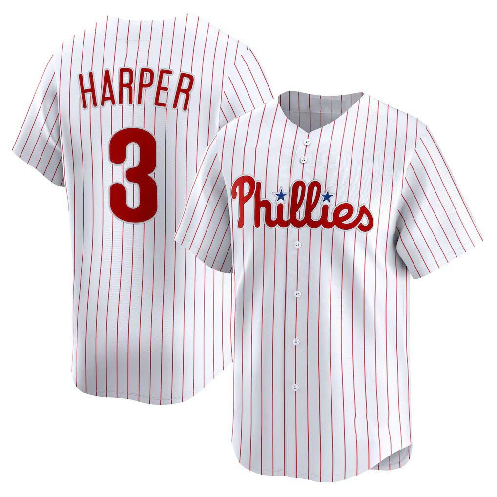 Philadelphia Phillies #3 Bryce Harper White Fotopoulosg Home Limited Player Jersey
