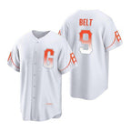 San Francisco Giants #9 Brandon Belt White Fotopoulosg 2021 City Connect Cool Base Jersey