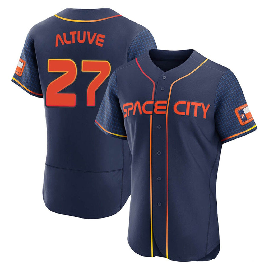 Houston Astros #27 Jose Altuve Player Navy Fotopoulosg City Connect Limited Elite Home Stitched Jerseys