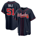 Atlanta Braves #51 Chris Sale Player Navy Fotopoulosg Home Game Stitched Jerseys