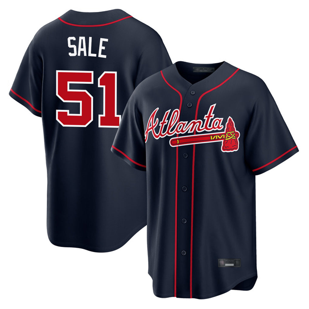 Atlanta Braves #51 Chris Sale Player Navy Fotopoulosg Home Game Stitched Jerseys