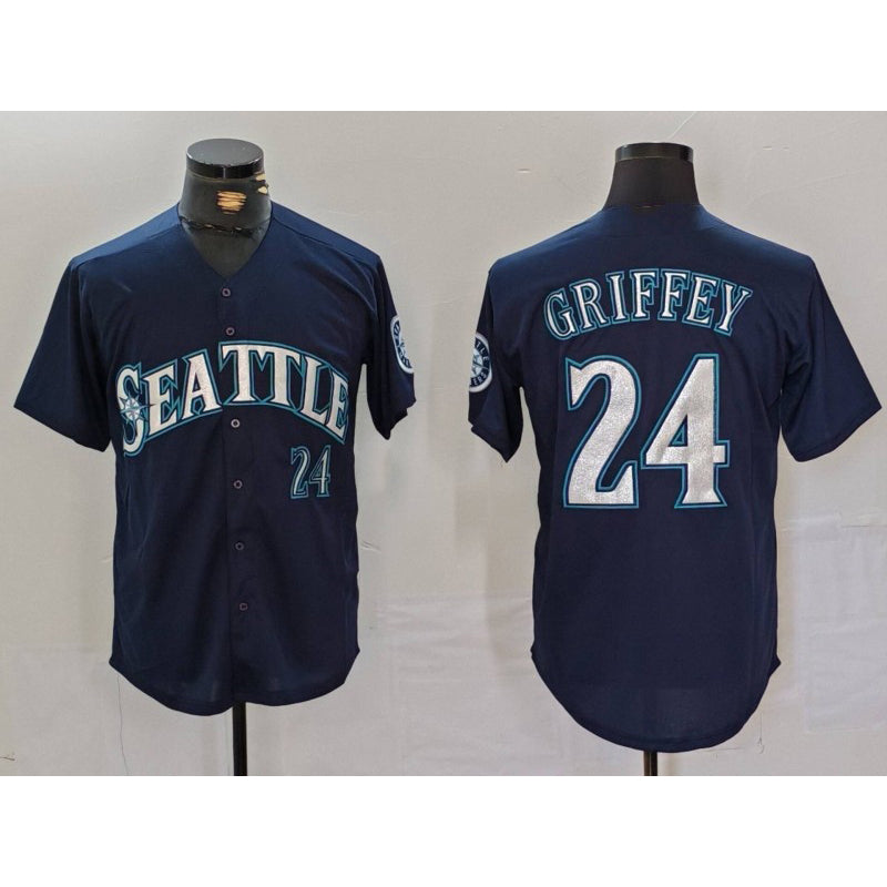 Seattle Mariners #24 Ken Griffey Jr Navy Fotopoulosg Cool Base Stitched Jersey