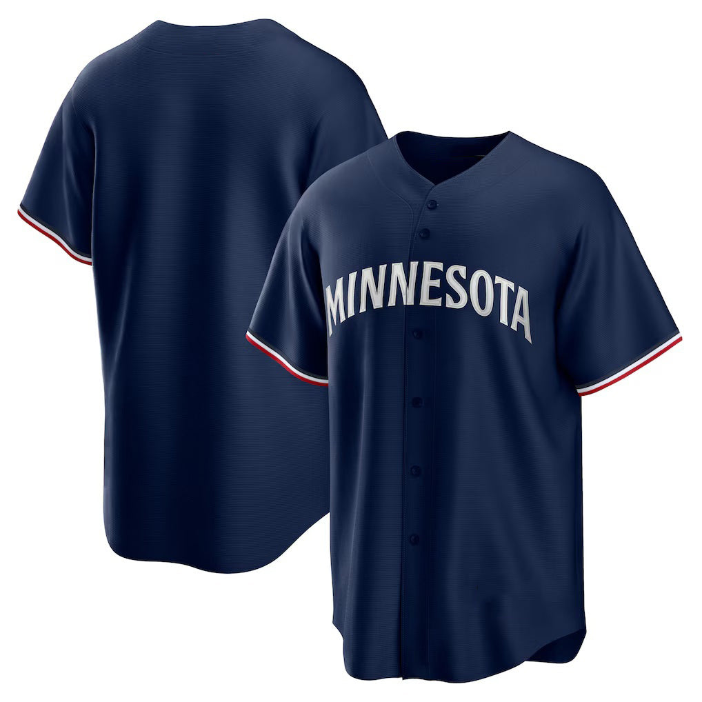 Minnesota Twins Navy Fotopoulosg Alternate Replica Team Logo Jersey