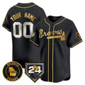 Custom Atlanta Braves 2024 Spring Training Patch Vapor Premier Limited Jersey ¨C Black Gold Fotopoulosg