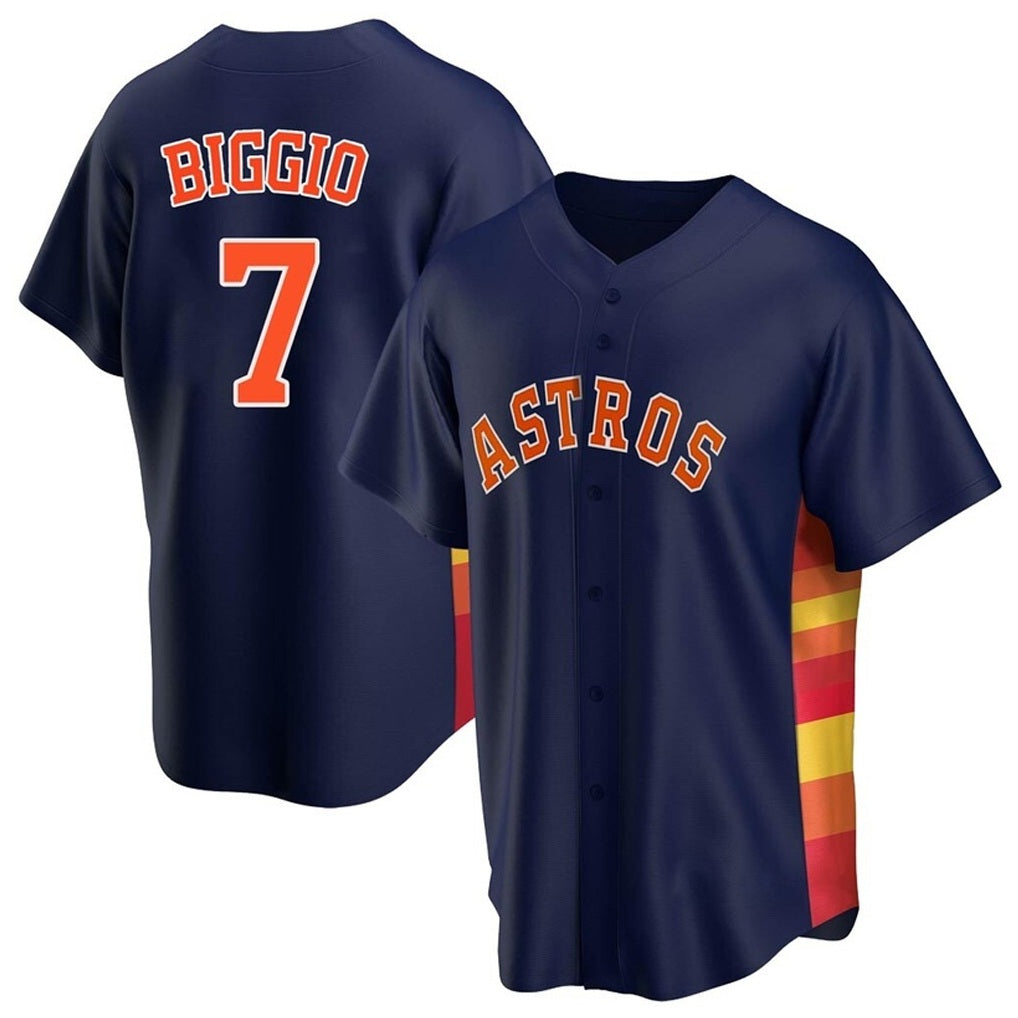 Houston Astros #7 Craig Biggio Player Navy Fotopoulosg Home Game Stitched Jerseys