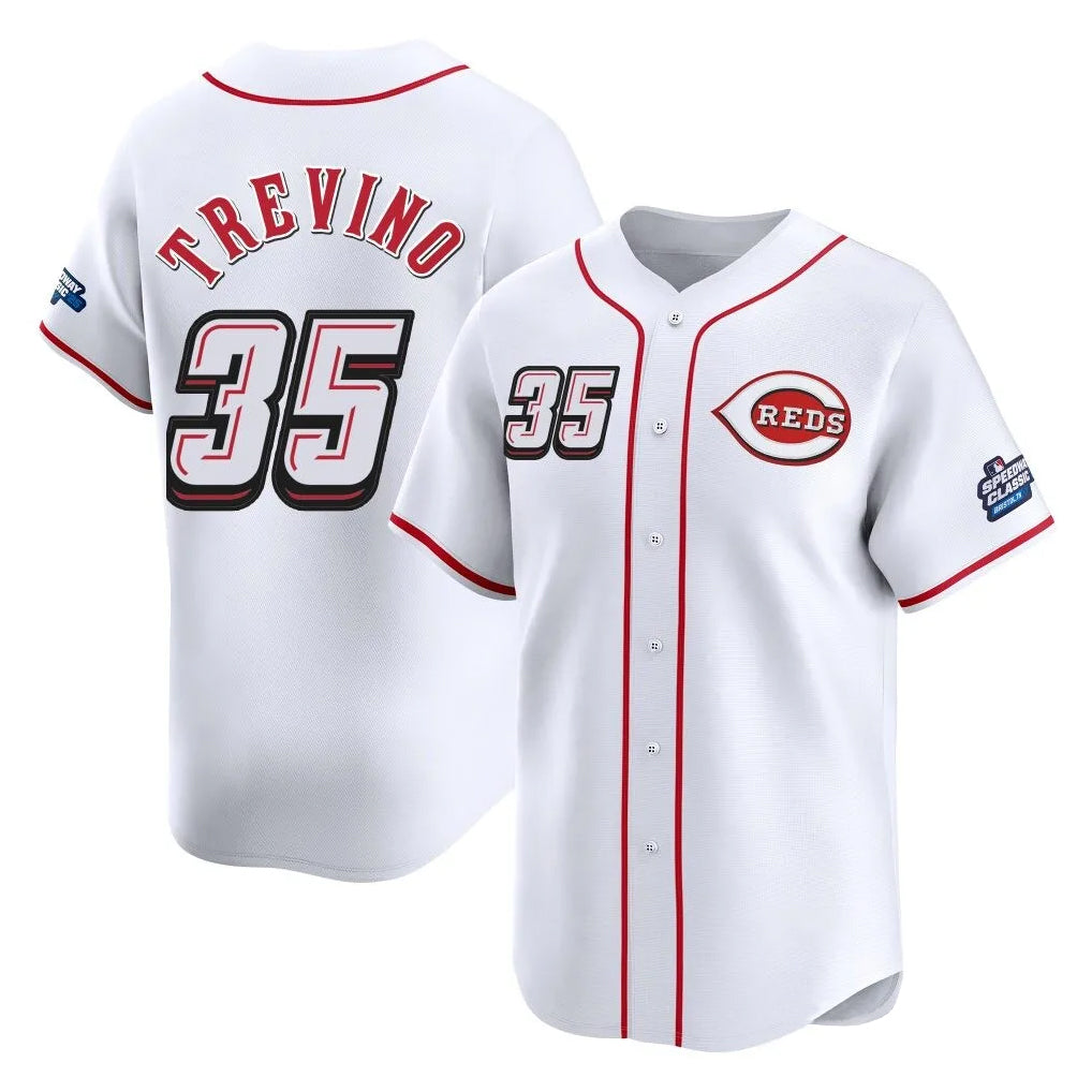 Cincinnati Reds #35 Jose Trevino Player White Fotopoulosg Speedway Classic Home Limited Stitched Jerseys