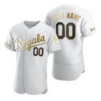 Custom Kansas City Royals White Fotopoulosg Stitched Flex Base Golden Edition Jersey