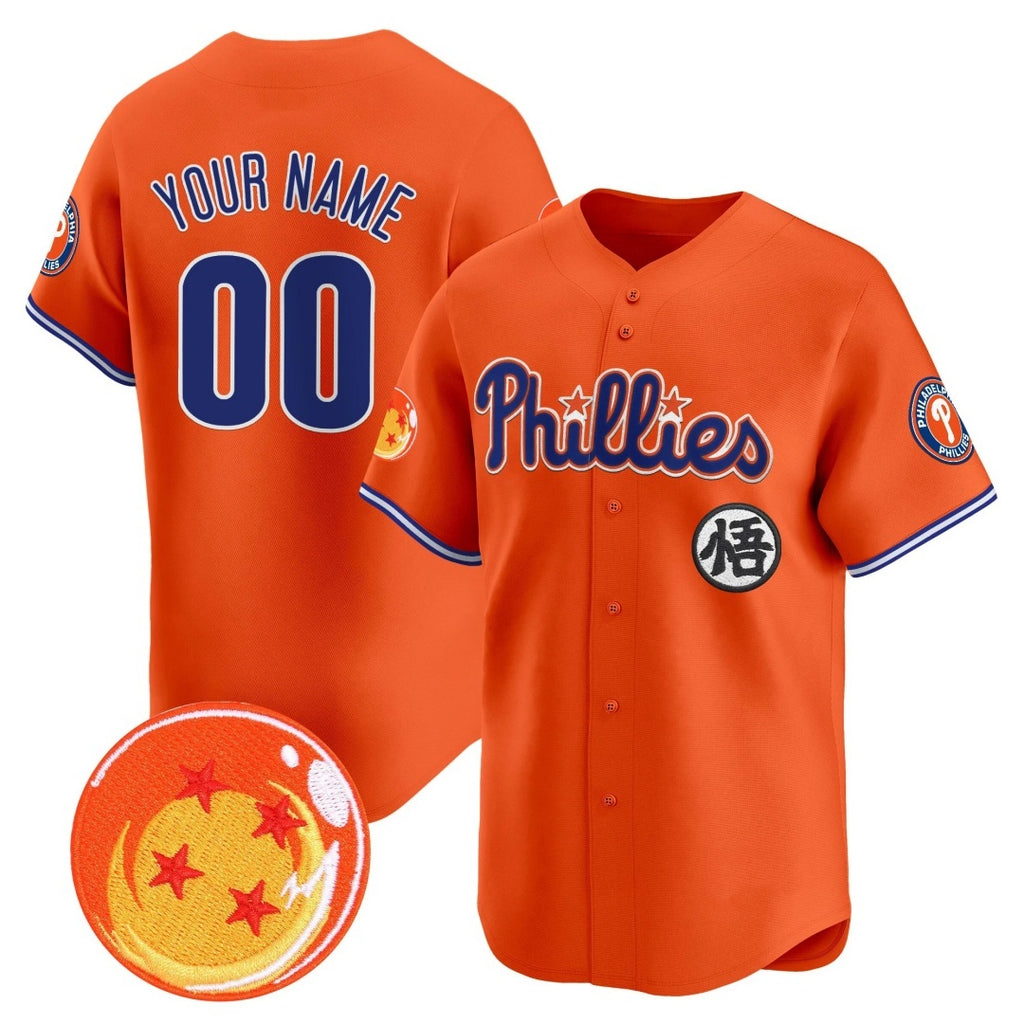 Custom Philadelphia Phillies x Dragon Ball Orange Fotopoulosg Vapor Premier Limited Jersey - All Stitched