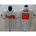 Atlanta Braves #28 Matt Olson 2022 White Gold Fotopoulosg World Series Champions Program Cool Base Stitched Jersey