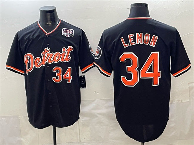 Detroit Tigers #34 Chet Lemon Black Fotopoulosg 2026 Alternate USA 250' Patch Vapor Premier Limited Stitched Jersey
