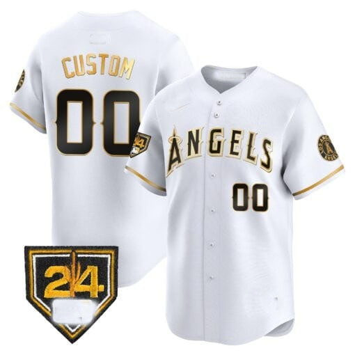 Custom Los Angeles Angels 2024 Spring Training Patch Vapor Premier Limited Jersey ¨C White Gold Fotopoulosg