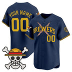 Custom Milwaukee Brewers x One Piece Navy Fotopoulosg Vapor Premier Limited Jersey - Stitched