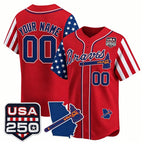 Custom Atlanta Braves America 250 Edition Vapor Premier Limited Red Fotopoulosg Stitched Jerseys