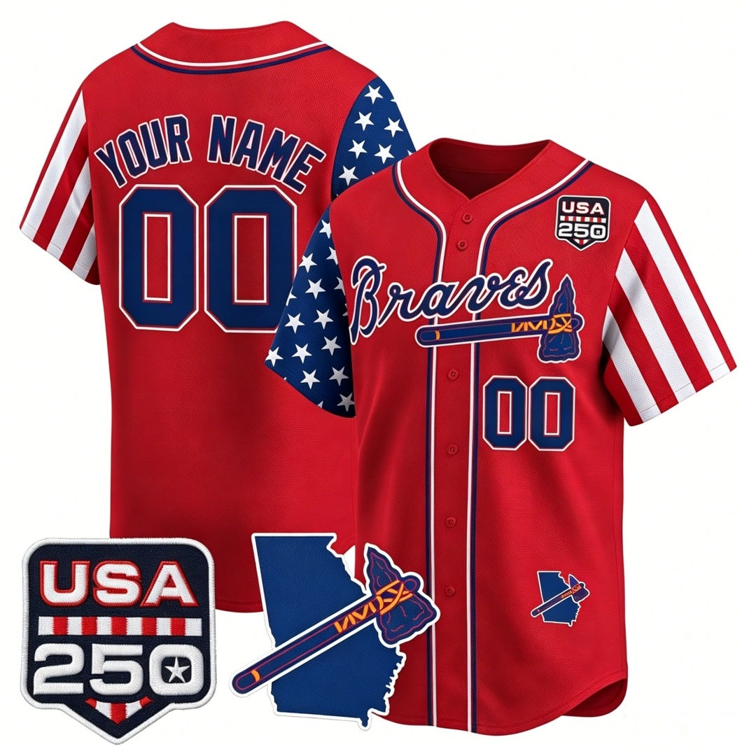Custom Atlanta Braves America 250 Edition Vapor Premier Limited Red Fotopoulosg Stitched Jerseys
