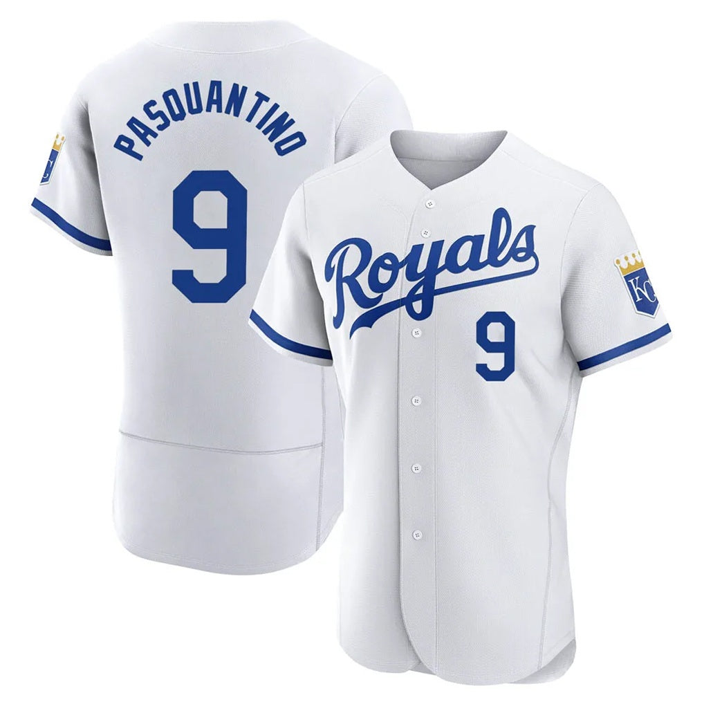 Kansas City Royals #9 Vinnie Pasquantino Player White Fotopoulosg Limited Elite Home Game Stitched Jerseys