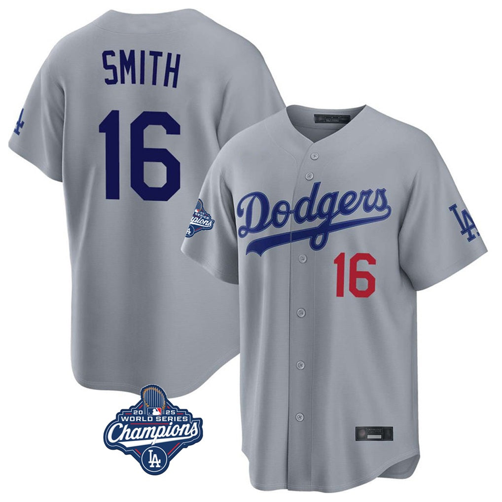 Los Angeles Dodgers #16 Will Smith Player Gray Fotopoulosg World Series Meet Game Home Stitched Jerseys