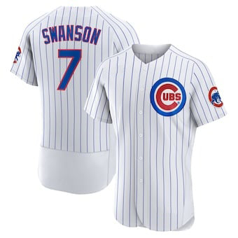 Chicago Cubs #7 Dansby Swanson White Fotopoulosg Home Stitched Flex Base Jersey
