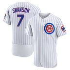 Chicago Cubs #7 Dansby Swanson White Fotopoulosg Home Stitched Flex Base Jersey