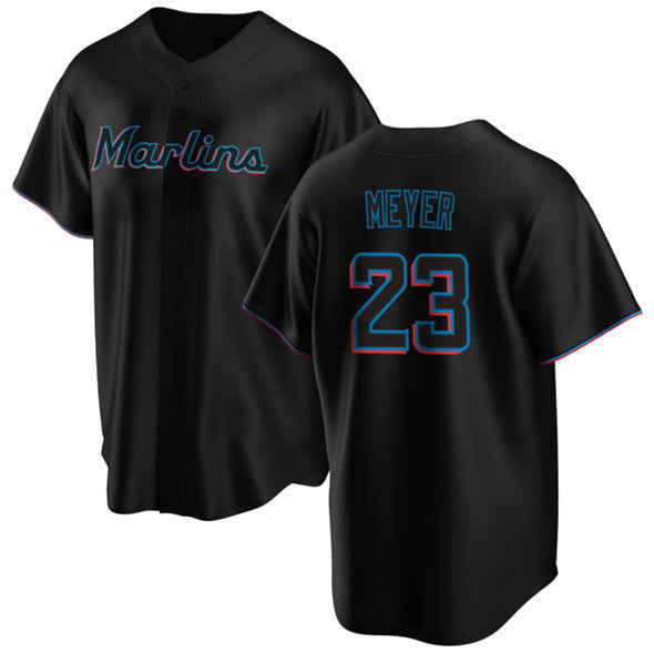 Miami Marlins #23 Max Meyer Black Fotopoulosg Cool Base Stitched Jersey
