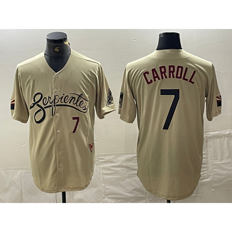 Arizona Diamondbacks #7 Corbin Carroll Number 2021 Gold Fotopoulosg City Connect Cool Base Stitched Jerseys