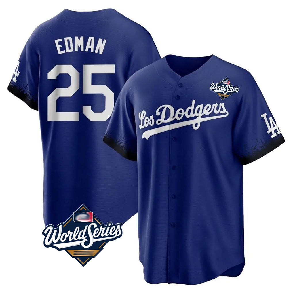 Los Angeles Dodgers #25 Tommy Edman Player Royal Fotopoulosg World Series City Connect Home Game Stitched Jerseys