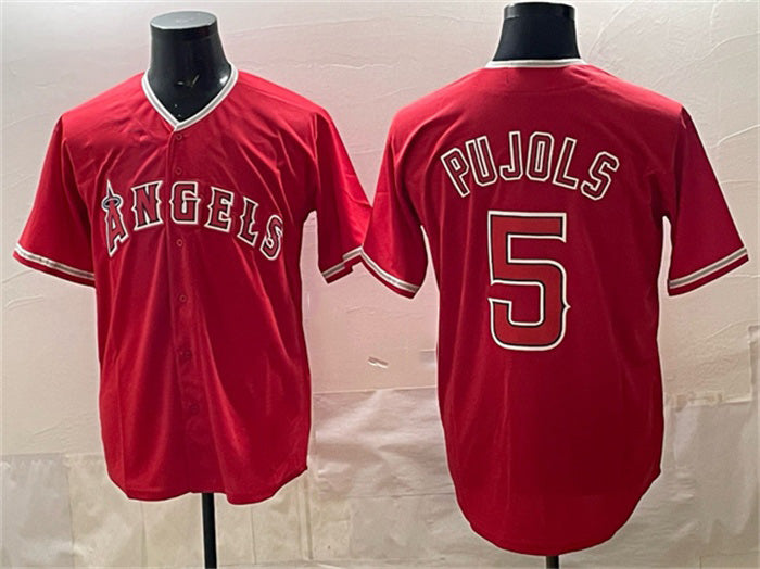 Los Angeles Angels #5 Albert Pujols Red Fotopoulosg Stitched Jersey