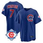 Chicago Cubs #7 Dansby Swanson Player Royal Fotopoulosg 150th Anniversary Home Game Stitched Jerseys
